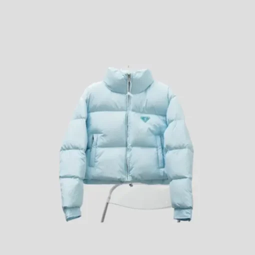 Prada Cropped Down Jacket Sky Blue