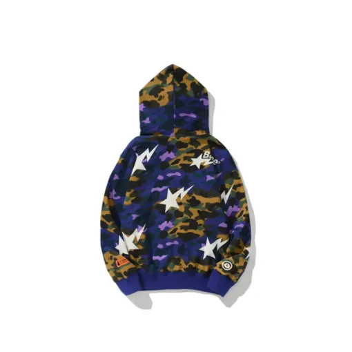 BAPE Shark Head Camouflage Full Zip Hoodie Blue With Monogram