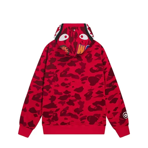 BAPE Camo Shark Full Zip Hoodie Red