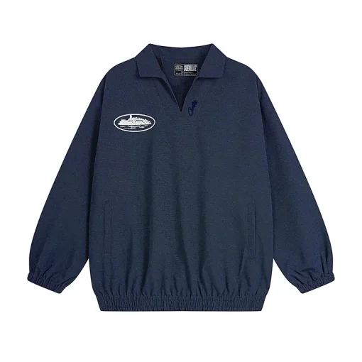 Corteiz Guerillaz Drilltop Tonal Jacket Navy Blue
