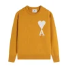 Ami Paris De Coeur Felted Merino Wool Sweater Orange