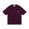 AMI Paris Cropped T-Shirt Maroon