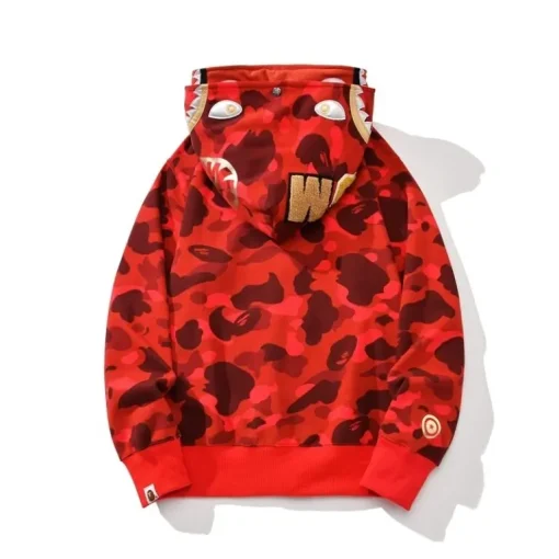 BAPE Shark Hooded Hoodie Red