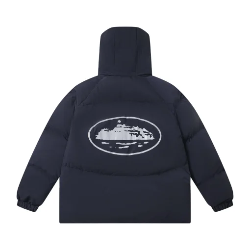 Corteiz Alcatraz Winter Hooded Down Jacket Navy Blue