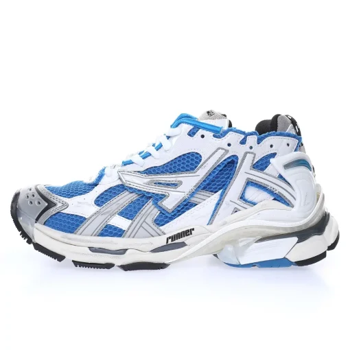 BALENCIAGA Runner Sneaker Blue and White – Iconic 90s Retro Technical Mesh Runner