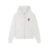 AMI Paris Zipped Hoodie White Cotton