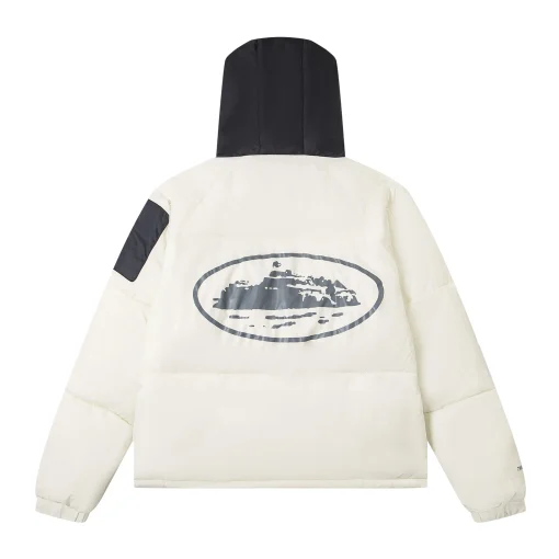 Corteiz Alcatraz Classic Hooded Down Puffer Jacket White