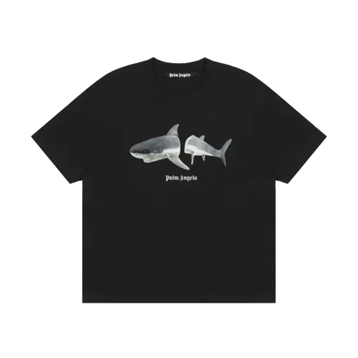 Palm Angels Shark T-Shirts Black & White