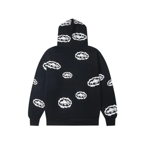 Corteiz Denim Tears Cotton Wreath Zip Hoodie Black