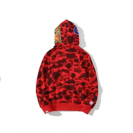 BAPE Classic Shark Head Terry Full Zip Hoodie Red