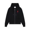 AMI Paris Zipped Hoodie Black