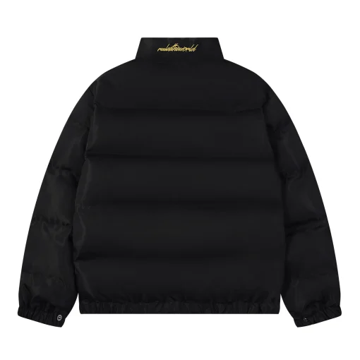 Corteiz Alcatraz Classic Hooded Down Puffer Jacket Black With Yellow Logo