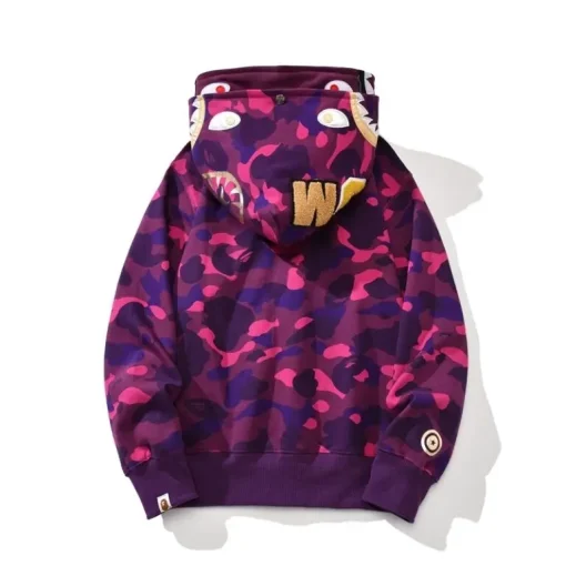 BAPE Shark Hooded Hoodie Purple