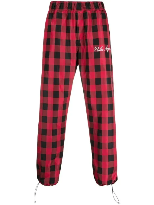 Palm Angels Buffalo Check Track Pants Red