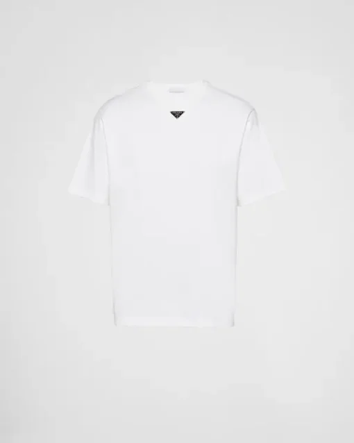 Prada Triangle-logo Cotton T-shirt White