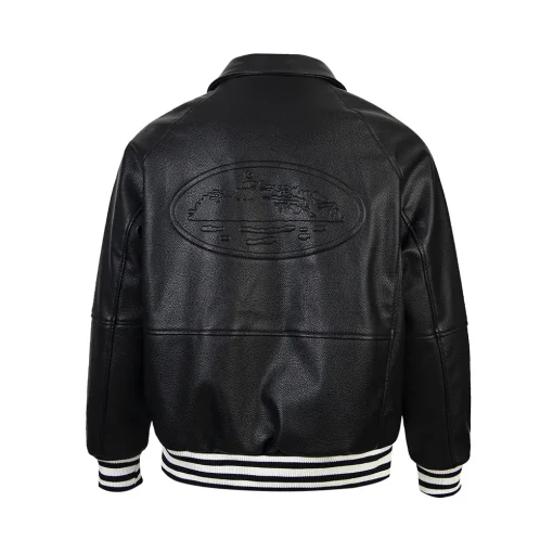 Corteiz Leather Jacket Black