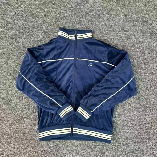 Corteiz CRTZ VVS Uptown Velour Track Jacket Navy