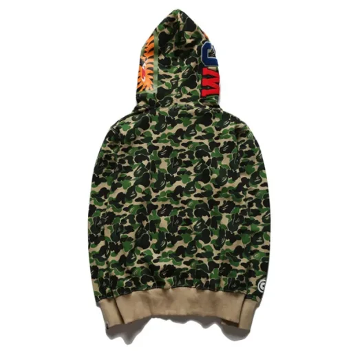 BAPE Shark Head Camouflage Full Zip Hoodie Forest Green