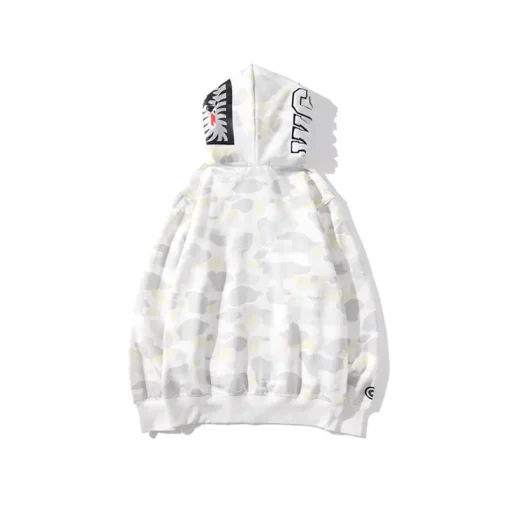 BAPE Shark Head Glow In The Dark Polka Dot Camouflage Full Zip Hoodie White