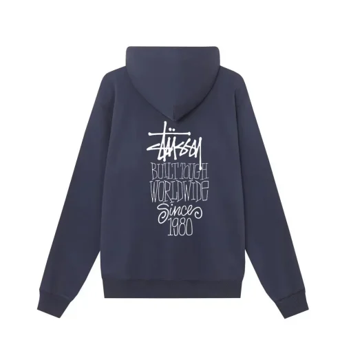 Stussy Basic Navy Blue Cotton Hoodie