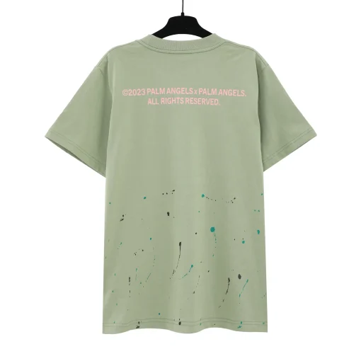 Palm Angels Paint Splatter Logo-Print T-shirt