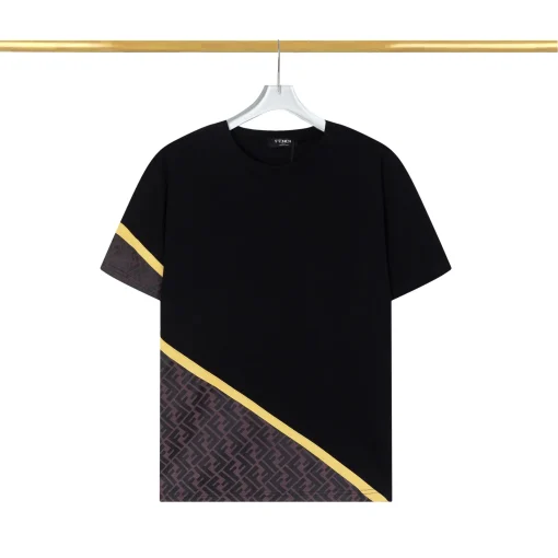 Fendi T-shirt Black White Yellow