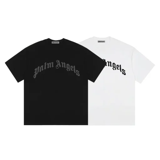 Palm Angels Curved Logo Tee Black/White