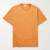 Burberry Logo-Embroidered Cotton-Jersey T-Shirt Orange