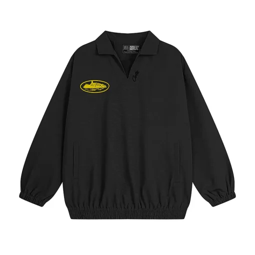 Corteiz Guerillaz Drilltop Tonal Jacket Black