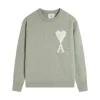 Ami Paris De Coeur Felted Merino Wool Sweater Sage