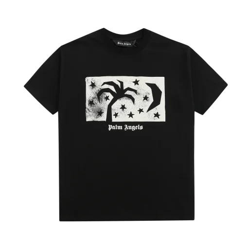 Palm Angels Graphic Print Crew Neck T-Shirt Black
