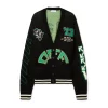 Off-White intarsia-knit wool-blend cardigan black