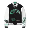 Off-White crocodile wool/leather varsity jacket