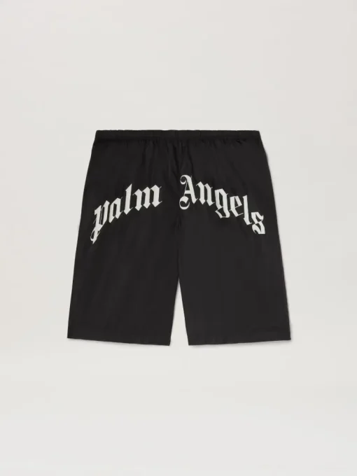 Palm Angels Curved logo Swim shorts Black