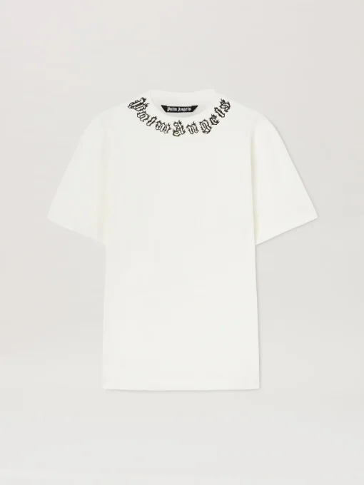 Palm Angels Flame logo T-shirt OFF WHITE – BLACK