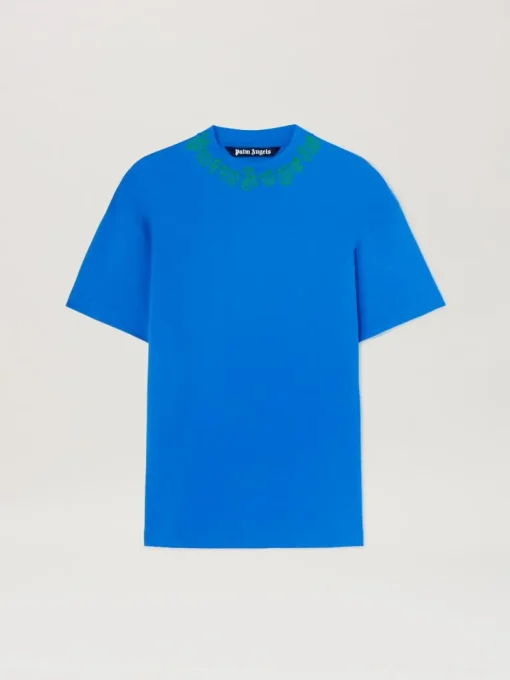 Palm Angels Flame logo T-shirt BLUE – GREEN
