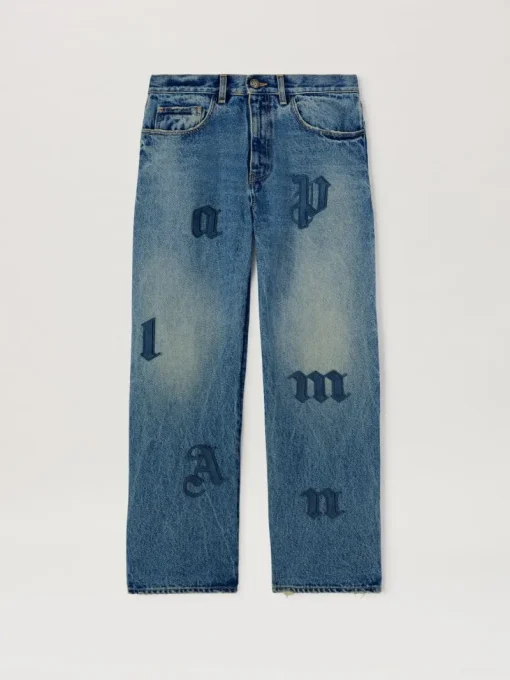 Palm Angels Logo Patch denim pants LIGHT BLUE