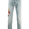 Palm Angels Sacred Heart Print Jeans