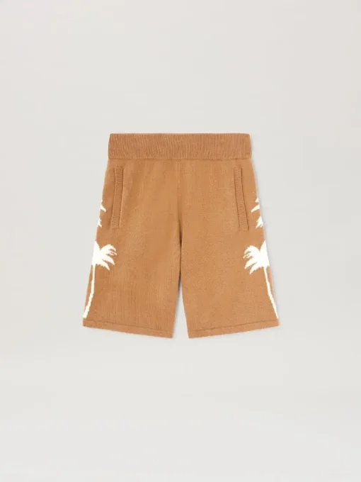 Palm Angels Palm Inlay knit shorts BEIGE