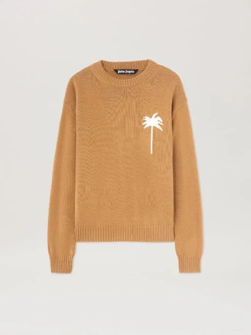 Palm Angels Palm Inlay knit sweater BEIGE