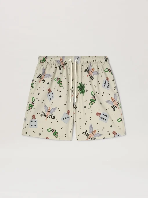 Palm Angels Pin up Swim shorts IVORY/MULTICOLOR