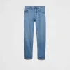 Prada Herringbone Pattern Pants Denim Blue