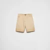 Prada Worn Bull-Denim Bermudas in Natural