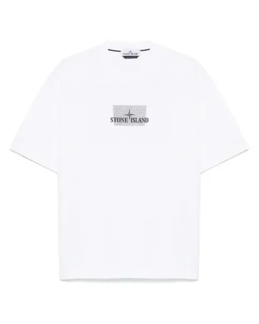 Stone Island White Logo-Print T-Shirt