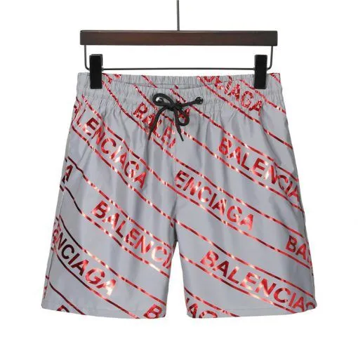 Balenciaga Red Logo Shorts Silver