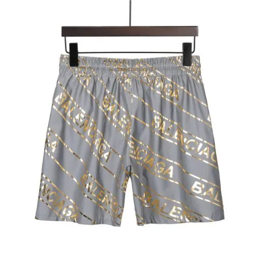 Balenciaga Gold Logo Shorts Silver