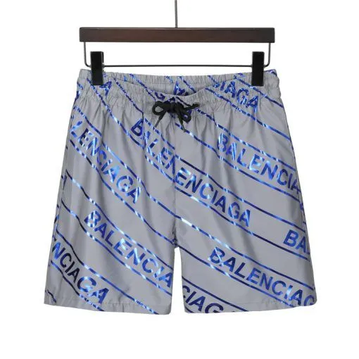 Balenciaga Blue Logo Shorts Silver
