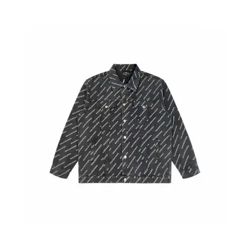 Balenciaga All-Over Logo Denim Jacket Black
