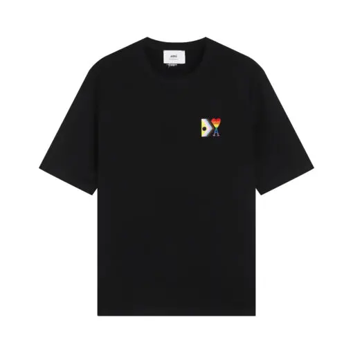 Ami Paris Pride Organic Cotton T-Shirt Black
