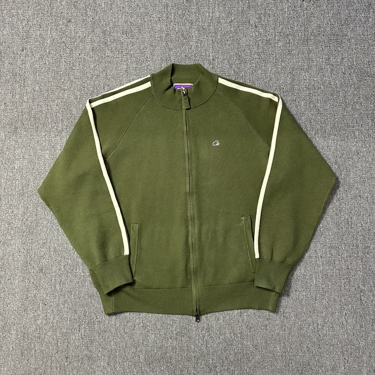 Corteiz Knit Zip Up Fleece Jacket Green